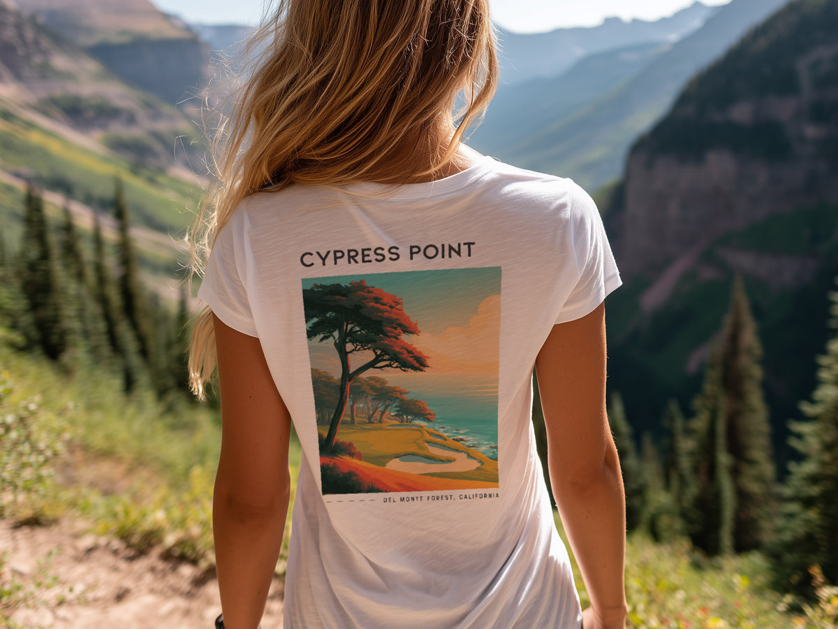 Cypress Point Golf T-Shirt | Monterey Peninsula Legend Tee — design printed on the back of the t-shirt