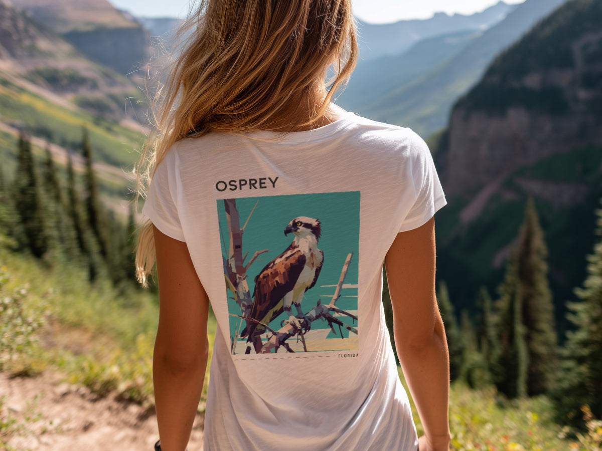 Osprey Travel T-Shirt | Wild Florida Gulf Coast Tee — design printed on the back of the t-shirt