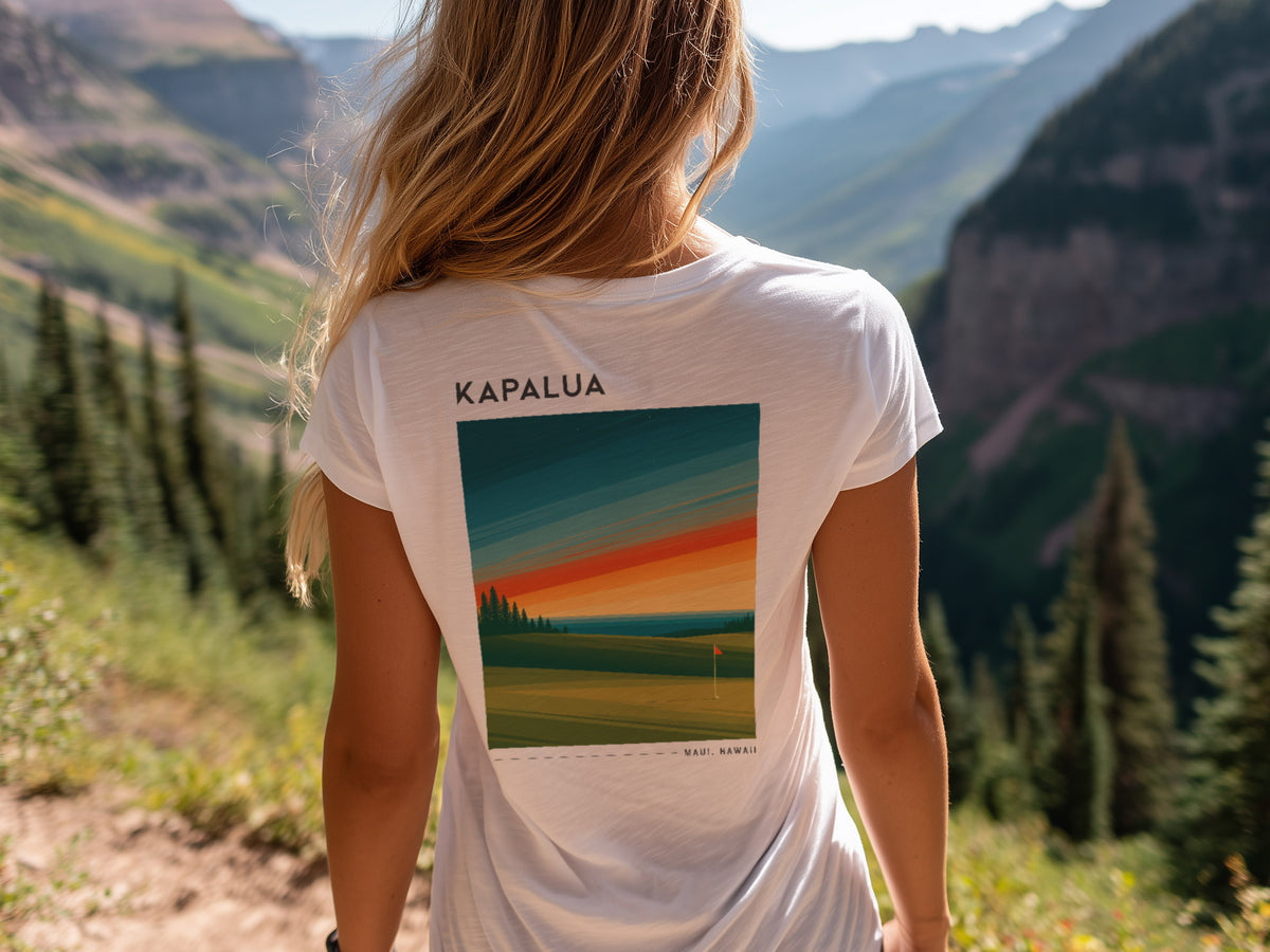 Kapalua Plantation Course Golf T-Shirt | Maui Fairways in Paradise — design printed on the back of the t-shirt