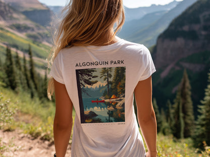 Algonquin Park Travel T-Shirt | Wild Ontario Wilderness Art Tee — design printed on the back of the t-shirt