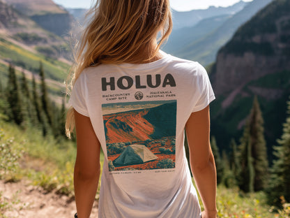 Holua Hiking T-Shirt | Hiker Gift | Haleakala Trail Tee — design printed on the back of the t-shirt
