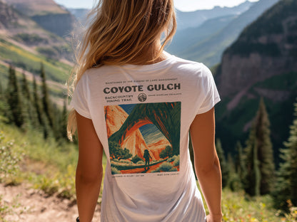 Coyote Gulch Hiking T-Shirt | Hiker Gift | Canyon Backcountry Trail Tee — design printed on the back of the t-shirt