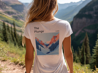 The Plunge Ski T-Shirt | Telluride Mountain Art Tee — design printed on the back of the t-shirt