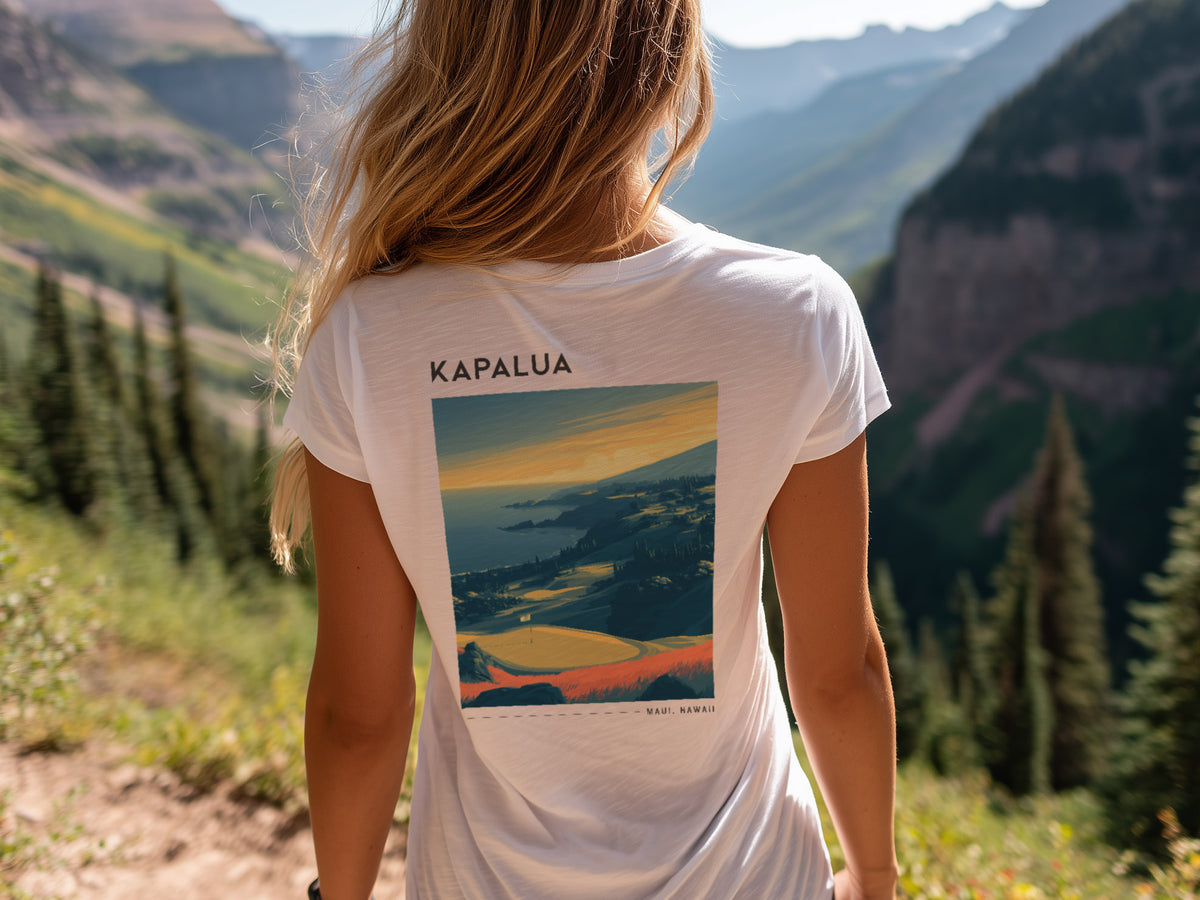 Kapalua Plantation Course Golf T-Shirt | Maui Fairways in Paradise — design printed on the back of the t-shirt