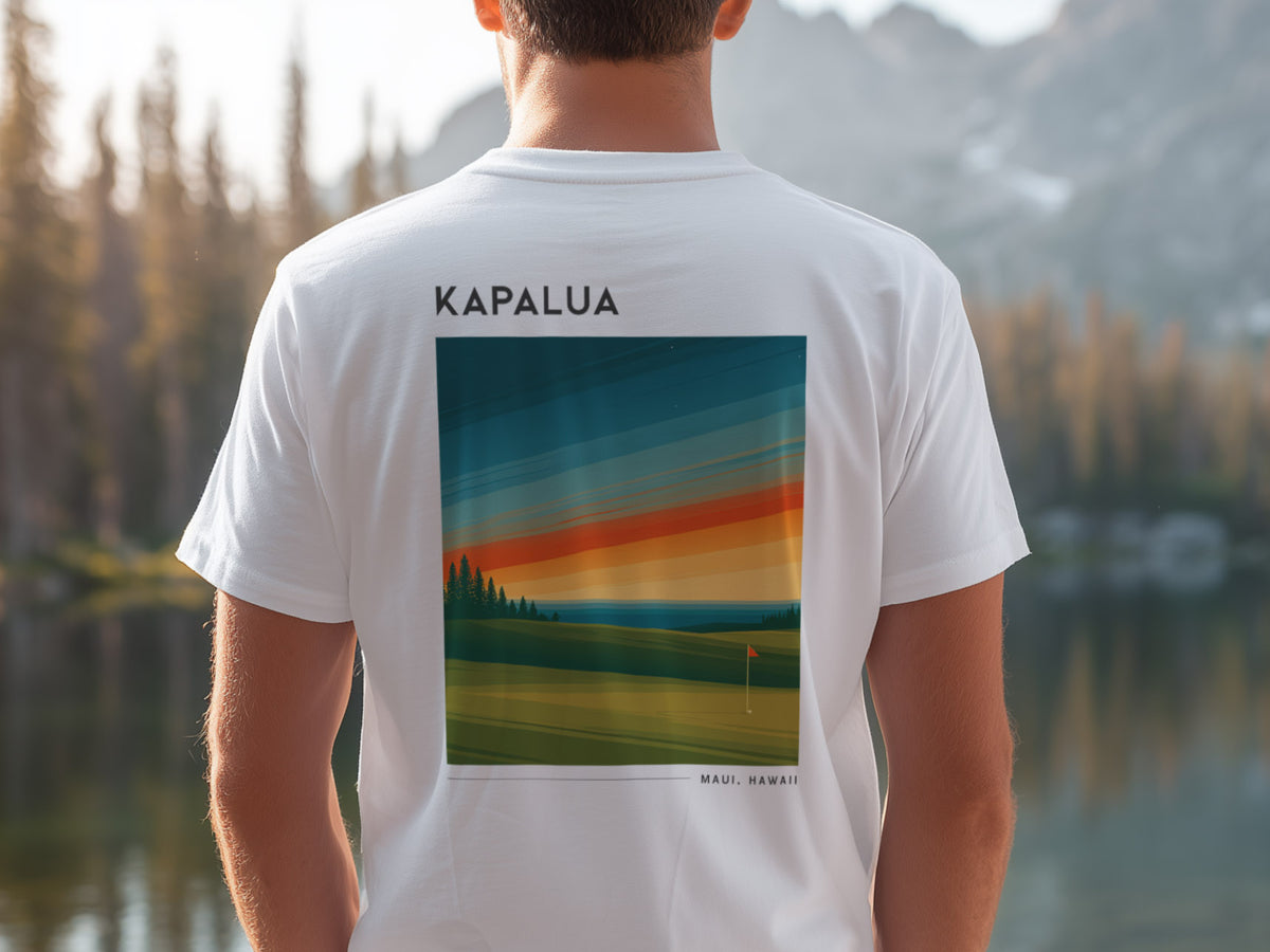 Kapalua Plantation Course Golf T-Shirt | Maui Fairways in Paradise — design printed on the back of the t-shirt