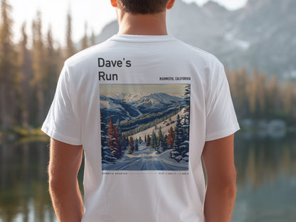 Dave's Run Ski T-Shirt | Mammoth Mountain Art Tee — design printed on the back of the t-shirt
