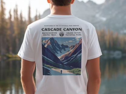 Cascade Canyon Hiking T-Shirt | Hiker Gift | Grand Teton Trail Tee — design printed on the back of the t-shirt