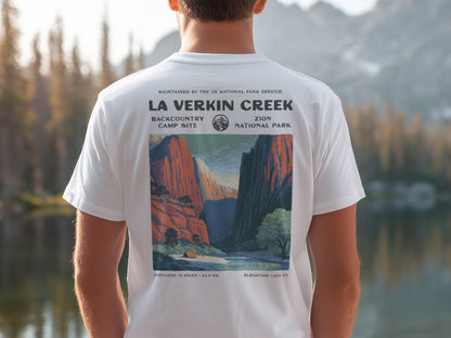 La Verkin Creek Hiking T-Shirt | Hiker Gift | Zion Backcountry Trail Tee — design printed on the back of the t-shirt