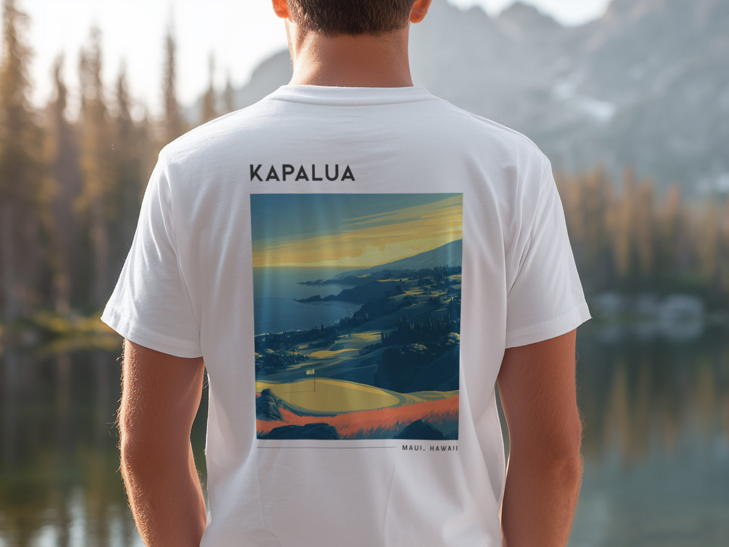 Kapalua Plantation Course Golf T-Shirt | Maui Fairways in Paradise — design printed on the back of the t-shirt