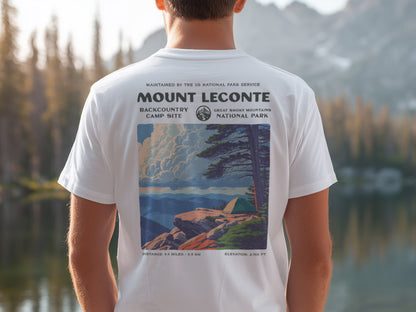 Mount LeConte Hiking T-Shirt | Hiker Gift | Smoky Mountains Trail Tee — design printed on the back of the t-shirt