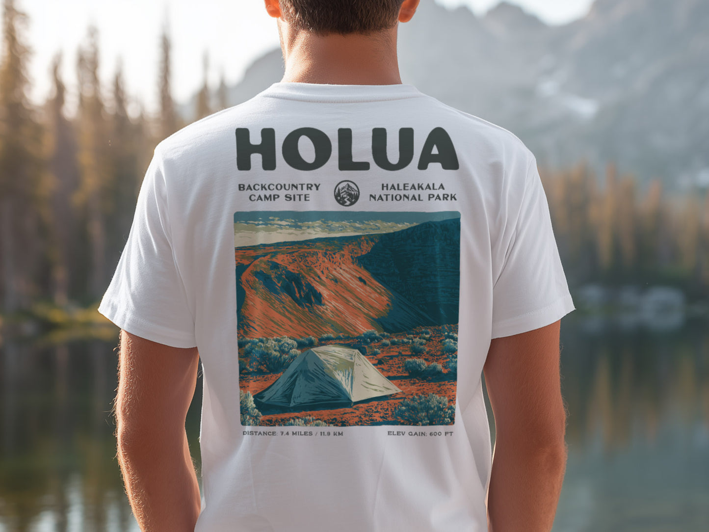 Holua Hiking T-Shirt | Hiker Gift | Haleakala Trail Tee — design printed on the back of the t-shirt
