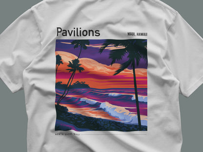 Pavilions Surf T-Shirt | Hawaii Wave Art Tee — close-up of the left-chest pocket print