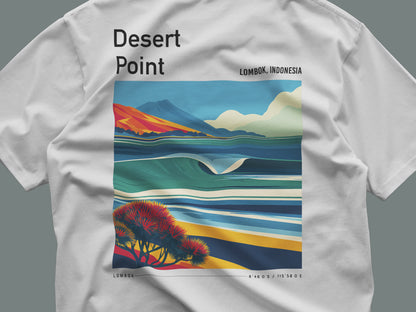 Desert Point Surf T-Shirt | Remote Reef Legend Tee — close-up of the left-chest pocket print