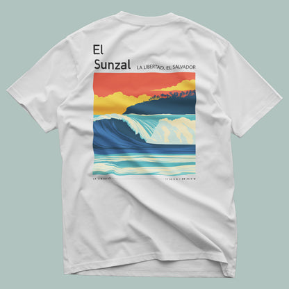 El Sunzal Surf T-Shirt | Central American Wave Art Tee — design printed on the back of the t-shirt