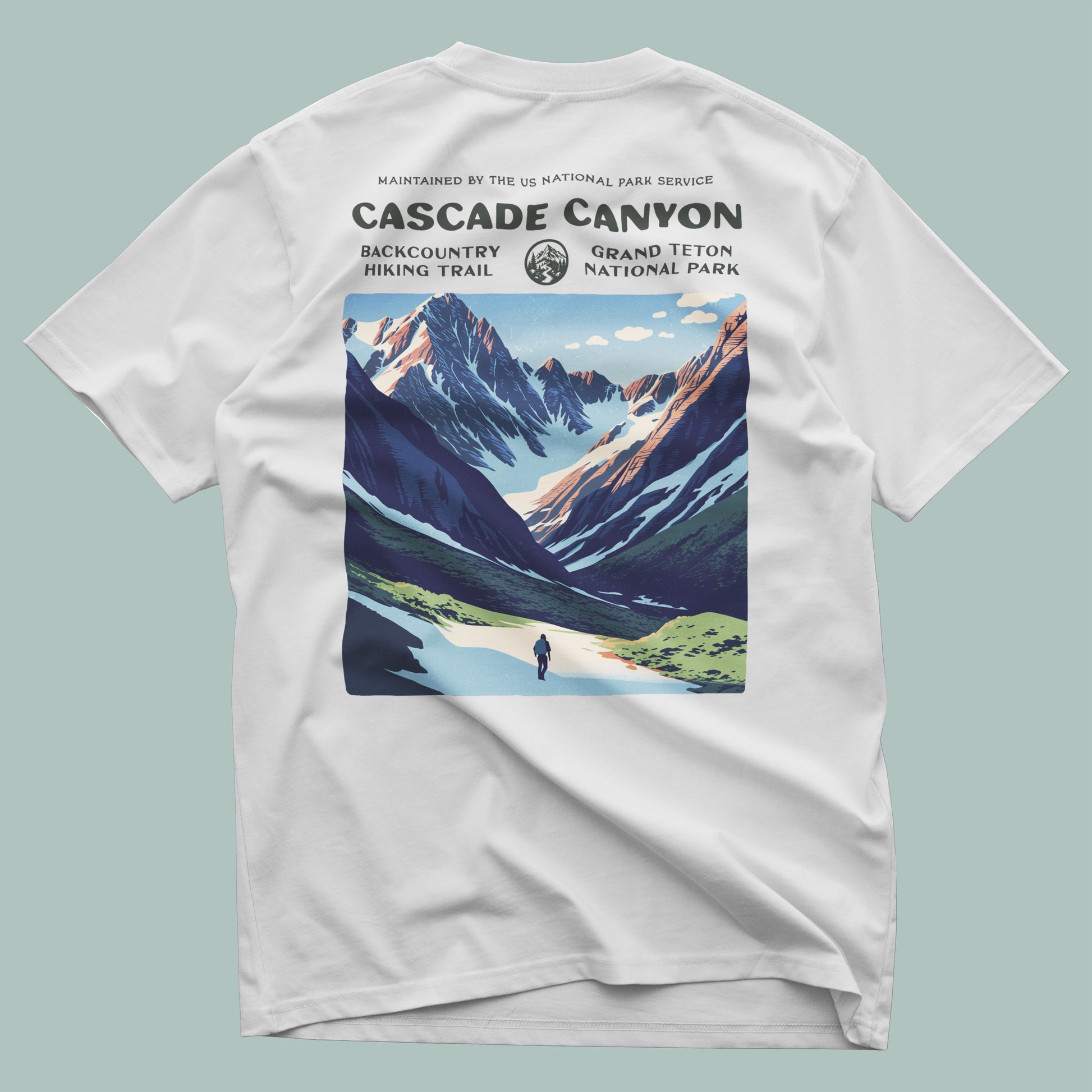 Cascade Canyon Hiking T-Shirt | Hiker Gift | Grand Teton Trail Tee — design printed on the back of the t-shirt