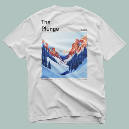 The Plunge Ski T-Shirt | Telluride Mountain Art Tee — design printed on the back of the t-shirt