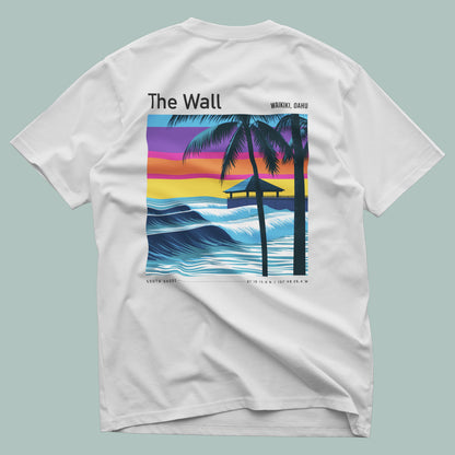 The Wall, Hawaii Surf T-Shirt | Raw Power, Island Soul — design printed on the back of the t-shirt