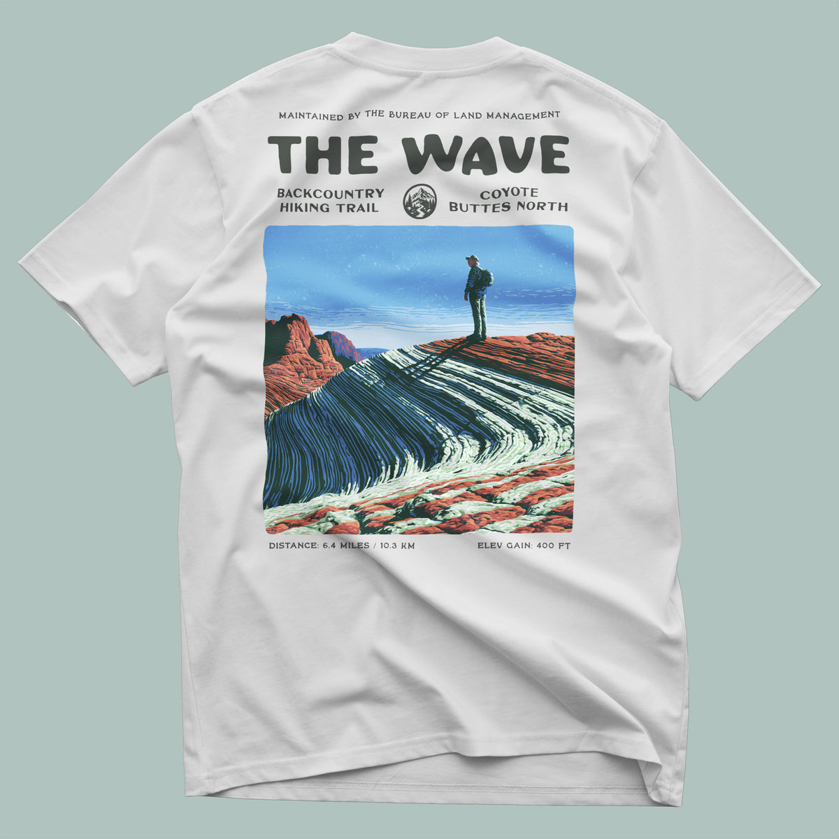 The Wave Coyote Buttes Hiking T-Shirt | Hiker Gift | Painted Desert Trail Tee — design printed on the back of the t-shirt