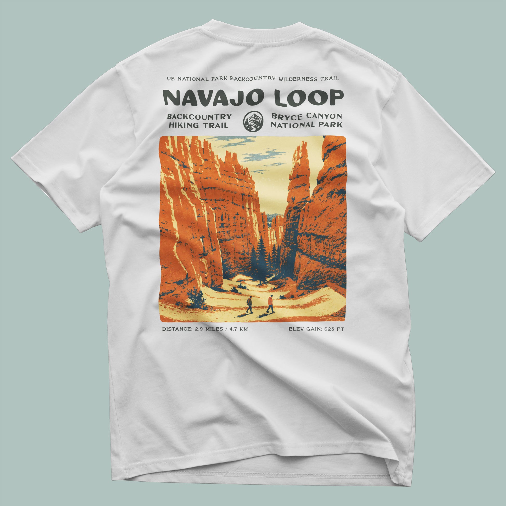 Navajo Loop Hiking T-Shirt | Hiker Gift | Bryce Canyon Trail Tee — design printed on the back of the t-shirt