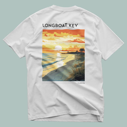 Longboat Key Travel T-Shirt | Gulf Coast Paradise Art Tee — design printed on the back of the t-shirt