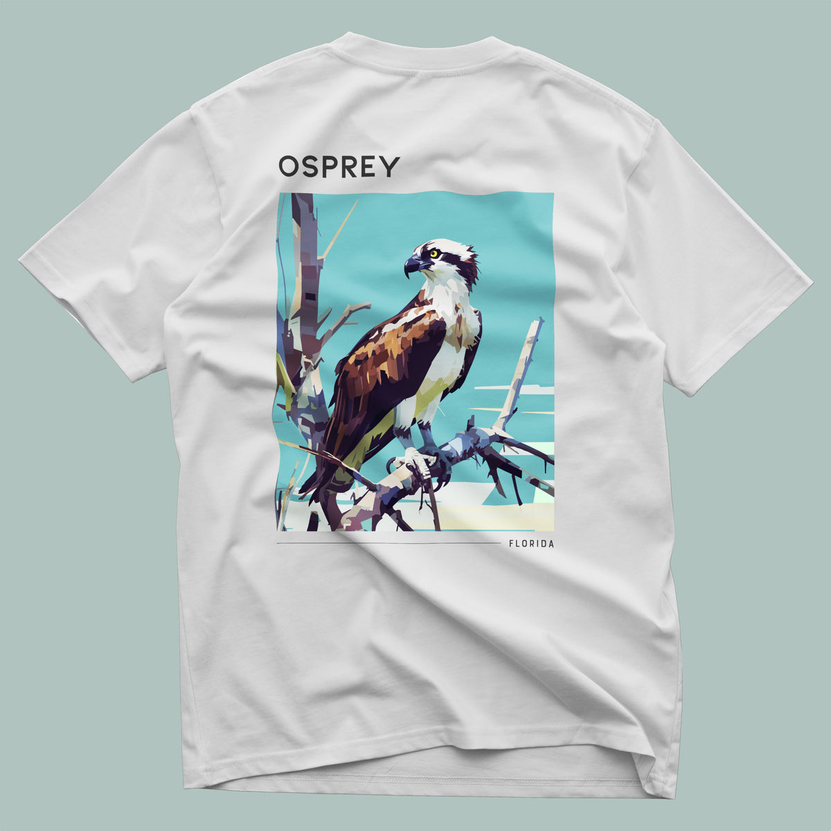Osprey Travel T-Shirt | Wild Florida Gulf Coast Tee — design printed on the back of the t-shirt