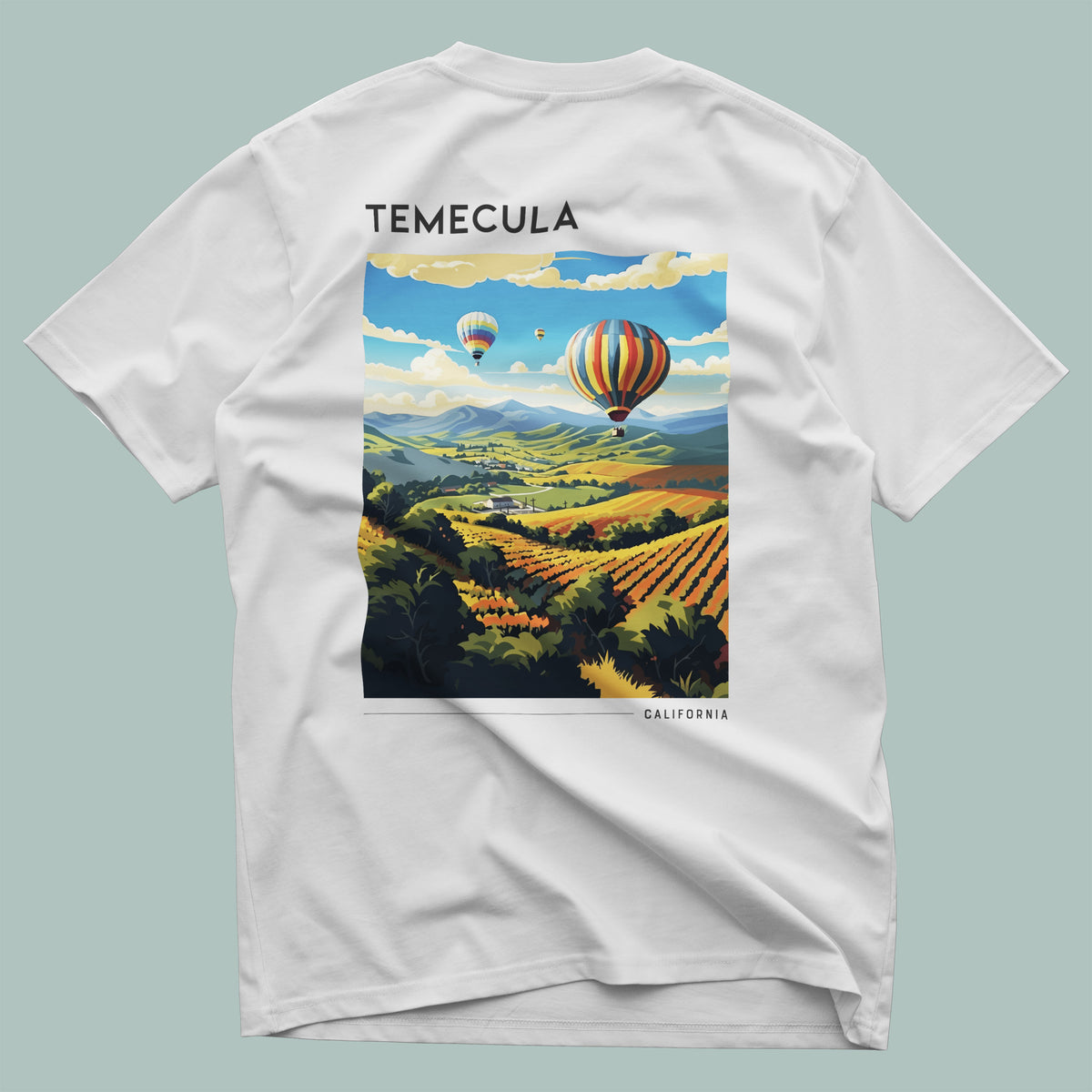 Temecula Travel T-Shirt | Wine Country California Adventure Tee — design printed on the back of the t-shirt