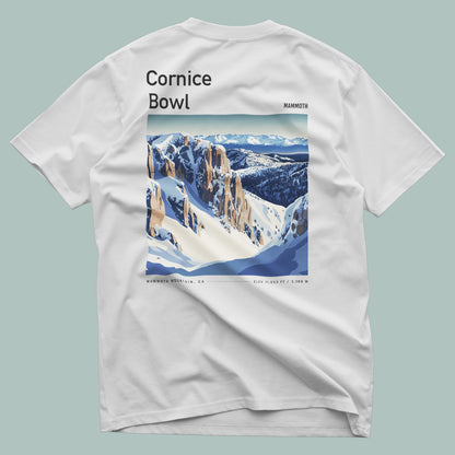 Cornice Bowl Ski T-Shirt | Mammoth Mountain Art Tee — design printed on the back of the t-shirt
