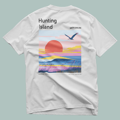 Hunting Island Surf T-Shirt | South Carolina Coast Wave Tee — design printed on the back of the t-shirt