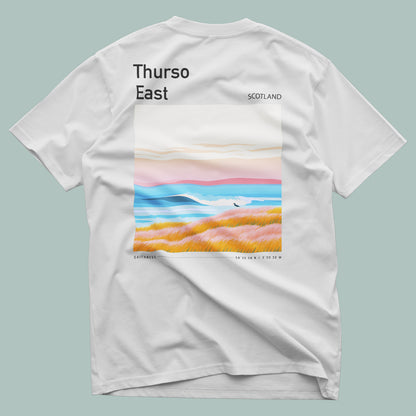 Thurso East Surf T-Shirt | Wild North Atlantic Wave Art — design printed on the back of the t-shirt