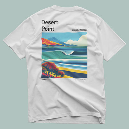 Desert Point Surf T-Shirt | Remote Reef Legend Tee — design printed on the back of the t-shirt