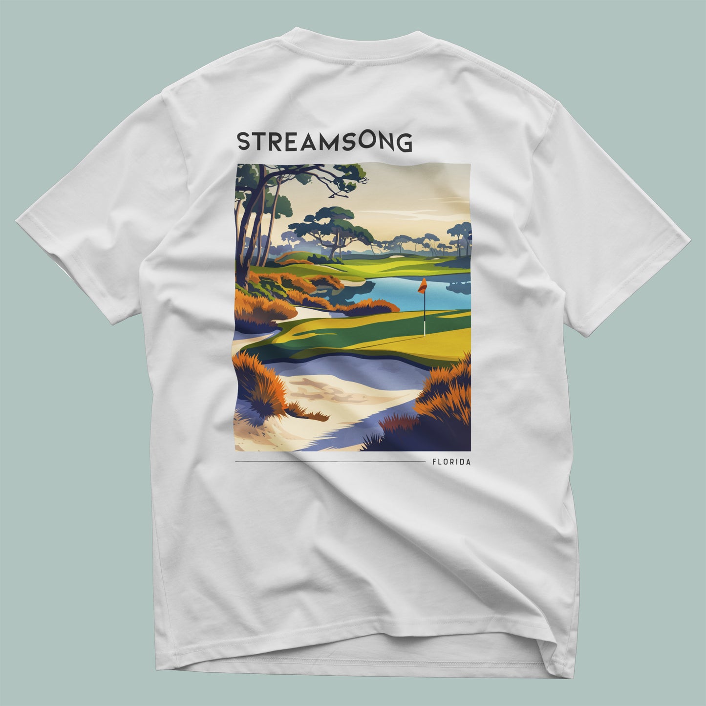 Streamsong Golf T-Shirt | Florida's Wild Links Tee — design printed on the back of the t-shirt