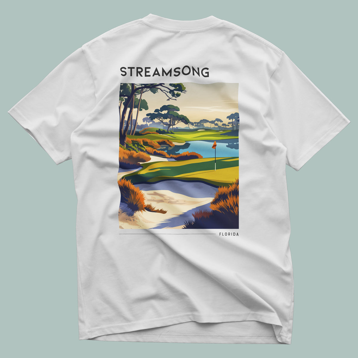 Streamsong Golf T-Shirt | Florida's Wild Links Tee — design printed on the back of the t-shirt