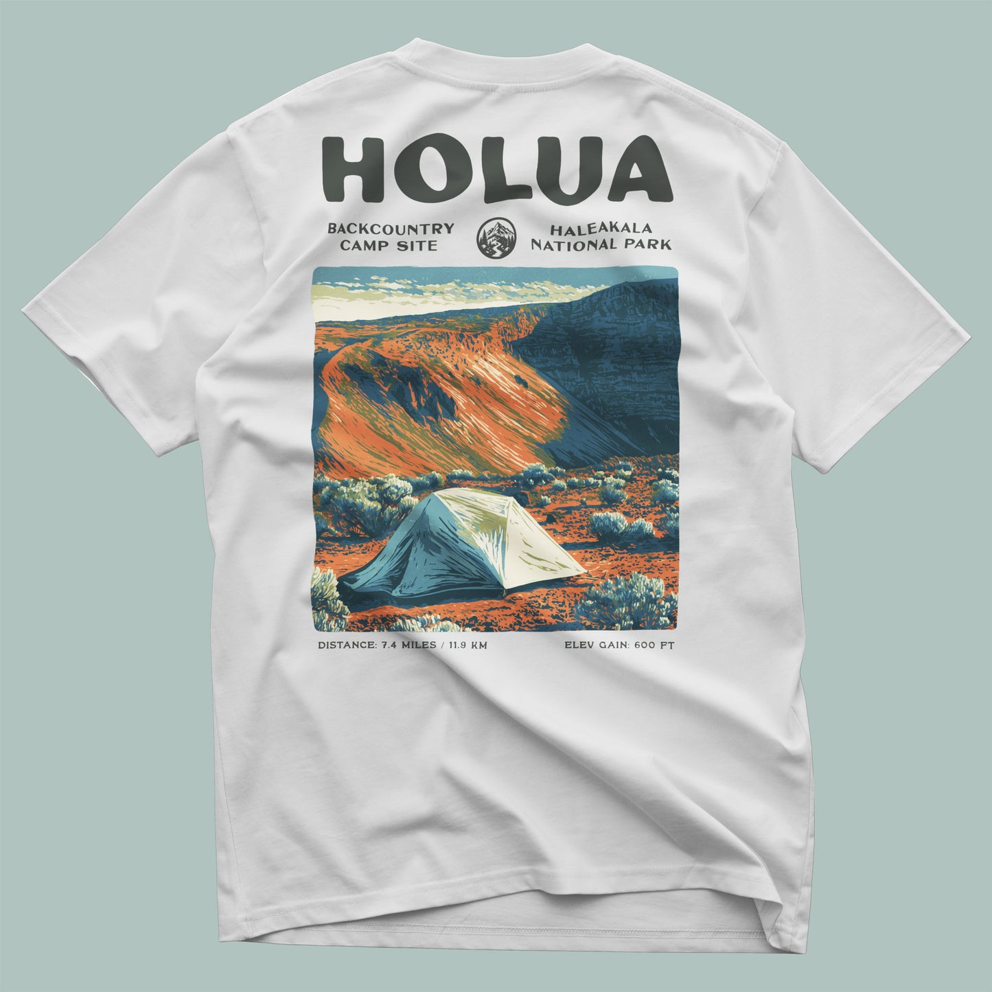 Holua Hiking T-Shirt | Hiker Gift | Haleakala Trail Tee — design printed on the back of the t-shirt