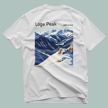 Loge Peak Ski T-Shirt | Aspen Mountain Art Tee — design printed on the back of the t-shirt