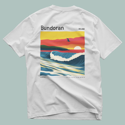 Bundoran Surf T-Shirt | Wild Atlantic Wave Art Tee — design printed on the back of the t-shirt