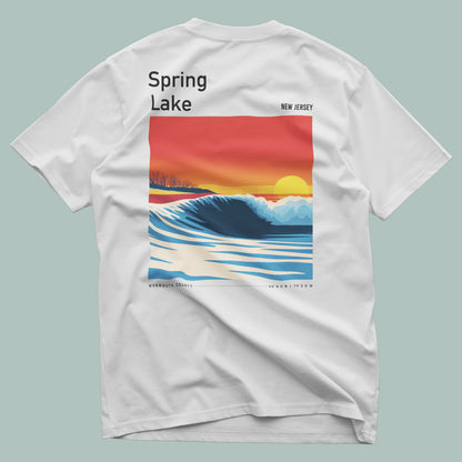 Spring Lake Surf T-Shirt | Jersey Shore Wave Art Tee — design printed on the back of the t-shirt