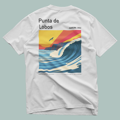 Punta de Lobos Surf T-Shirt | Chilean Point Break Wave Art — design printed on the back of the t-shirt