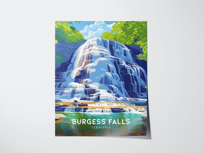 Burgess Falls Poster | Scenic Tennessee Waterfall Art Print | Perfect for Nature Lovers & Modern Home Decor