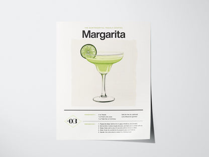 Margarita Cocktail Framed Poster | Classic Tequila Drink Minimalist Design | Margarita Lover Gift | Kitchen Bar Home Decor