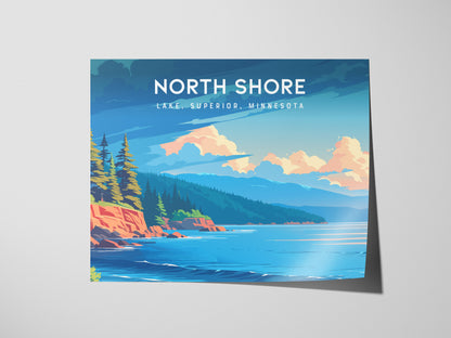 North Shore, Lake Superior, Minnesota Landscape Poster | Lake, Superior, Minnesota | Destination Print & Coastal Beach Decor