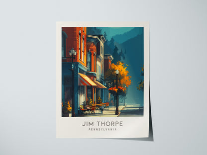 Jim Thorpe Matte Border Poster | Pennsylvania Destination Print Travel Wall Art — giclée print detail on matte paper