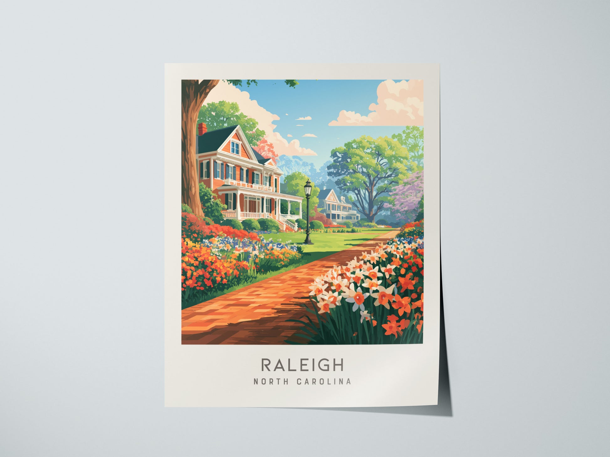Raleigh Matte Border Poster | North Carolina Oak City Vacation Wall Art — giclée print detail on matte paper
