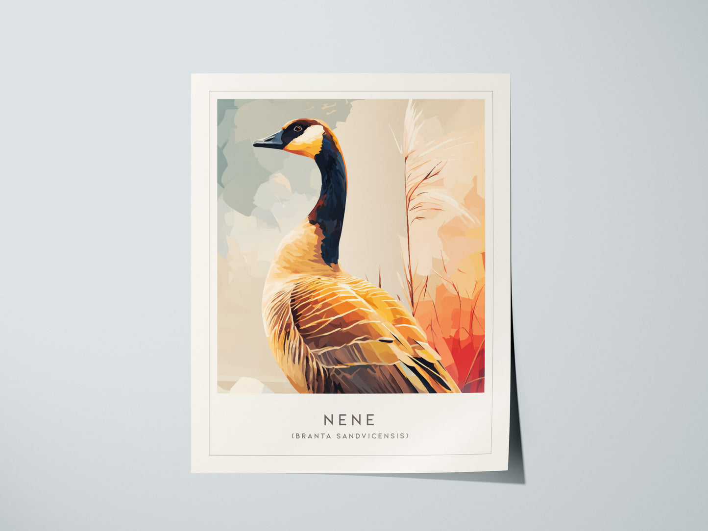 Nene (Hawaiian Goose), Hawaii Poster | Tropical Wildlife & Volcano Island Wall Art — giclée print detail on matte paper