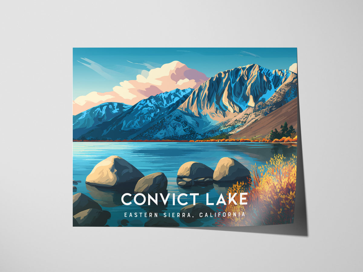 Convict Lake Landscape, Eastern Sierra, California Poster | Framed or Unframed Alpine Art Print — giclée print detail on matt