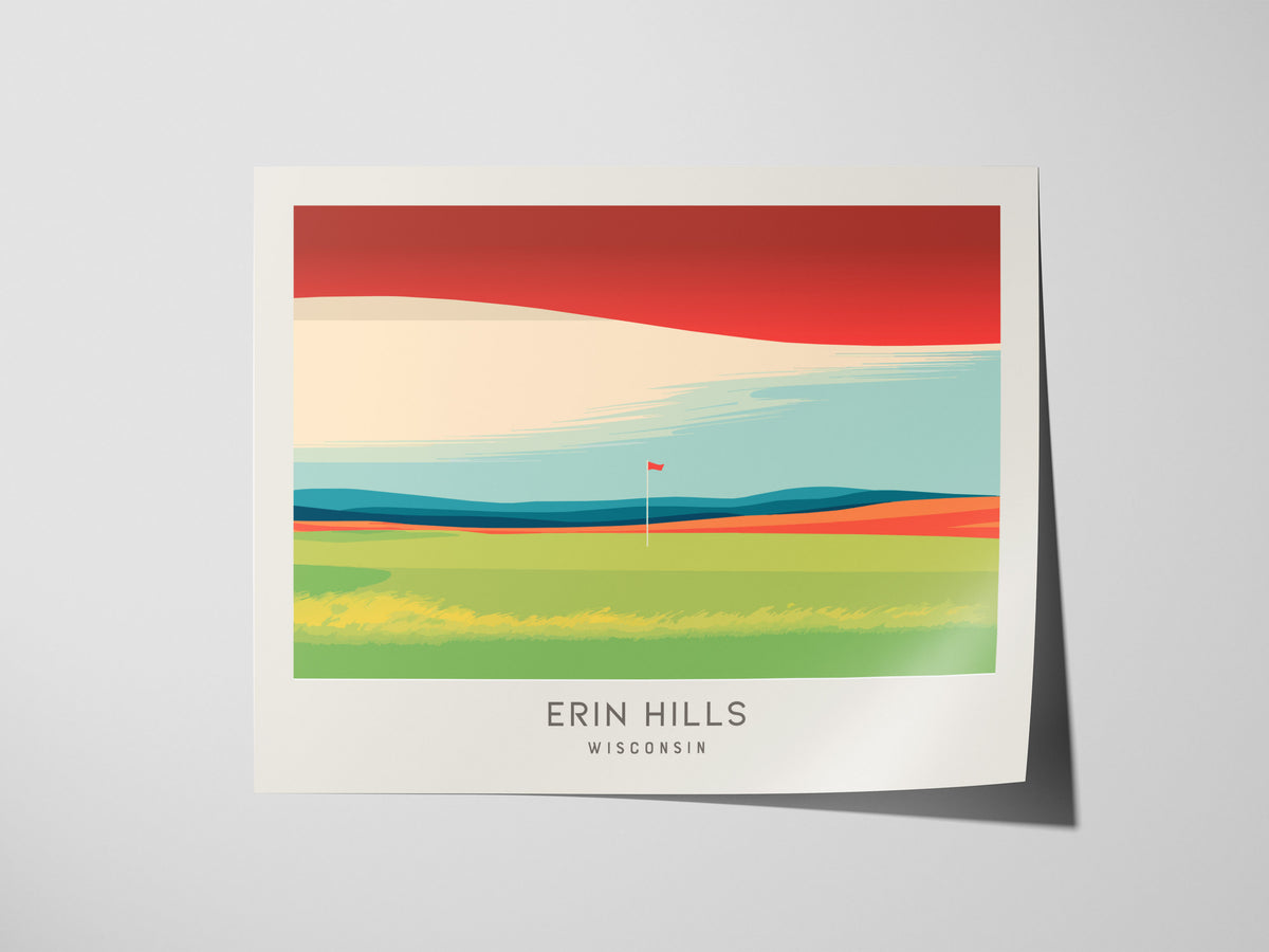 Erin Hills Landscape Matte Golf Wall Art | Wisconsin Links Poster — giclée print detail on matte paper