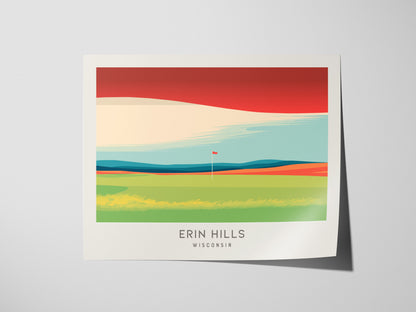 Erin Hills Landscape Matte Golf Wall Art | Wisconsin Links Poster — giclée print detail on matte paper