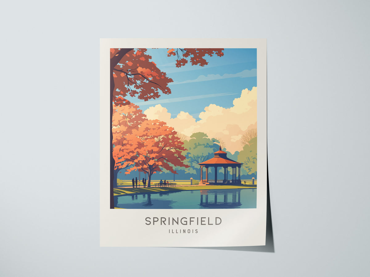 Springfield Matte Border Poster | Illinois Travel Wall Art — giclée print detail on matte paper