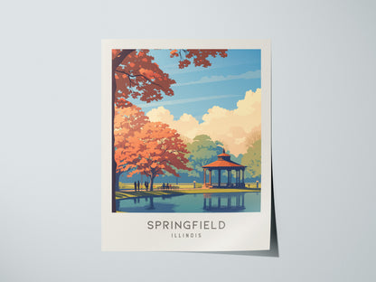 Springfield Matte Border Poster | Illinois Travel Wall Art — giclée print detail on matte paper