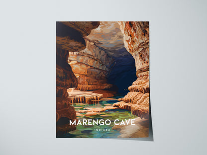 Marengo Cave, Indiana Poster | Underground Adventure Destination Print Wall Art — giclée print detail on matte paper