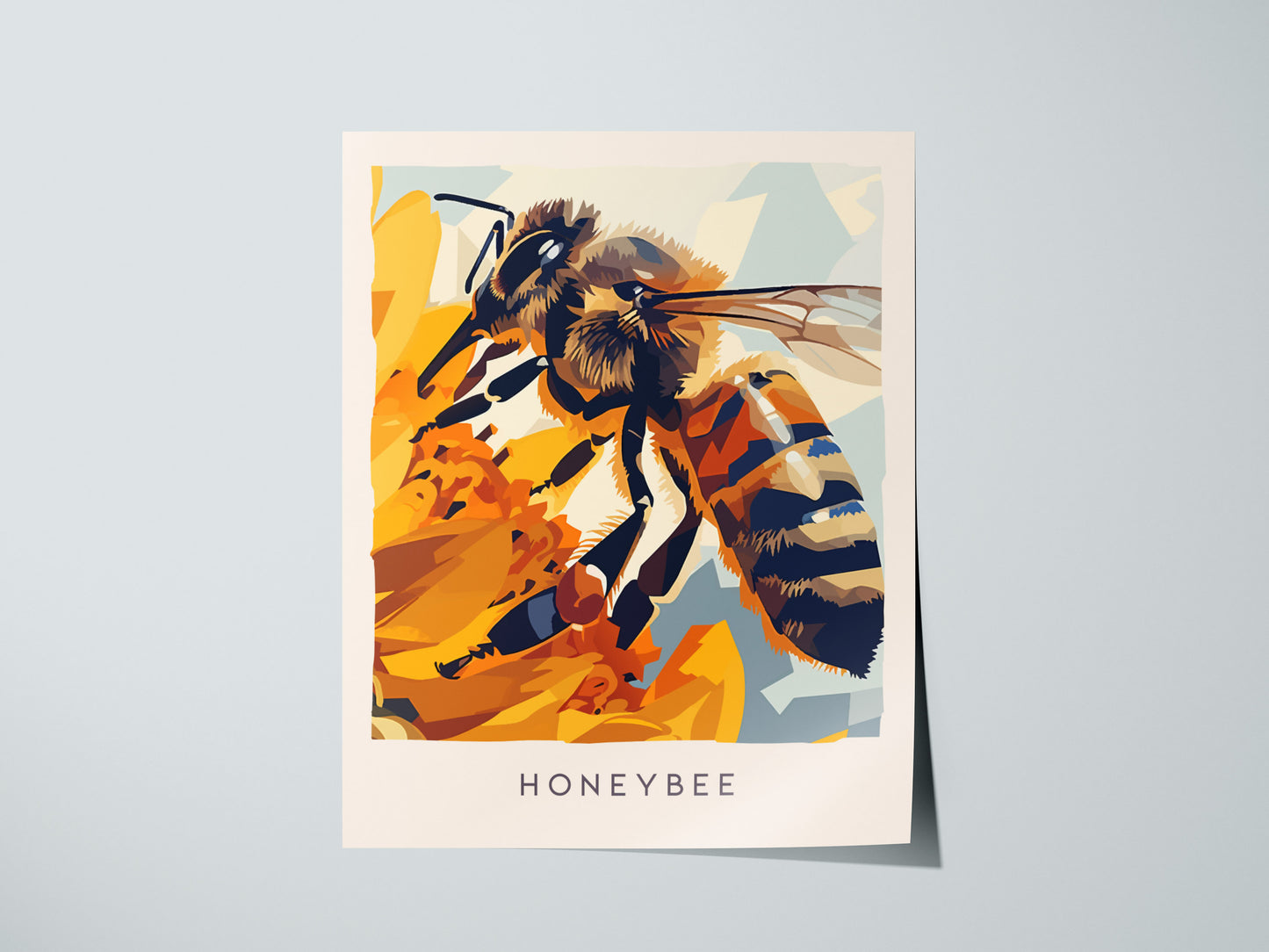 Honeybee, Wildlife Poster | Golden Pollinator Botanical Garden Wall Art — giclée print detail on matte paper